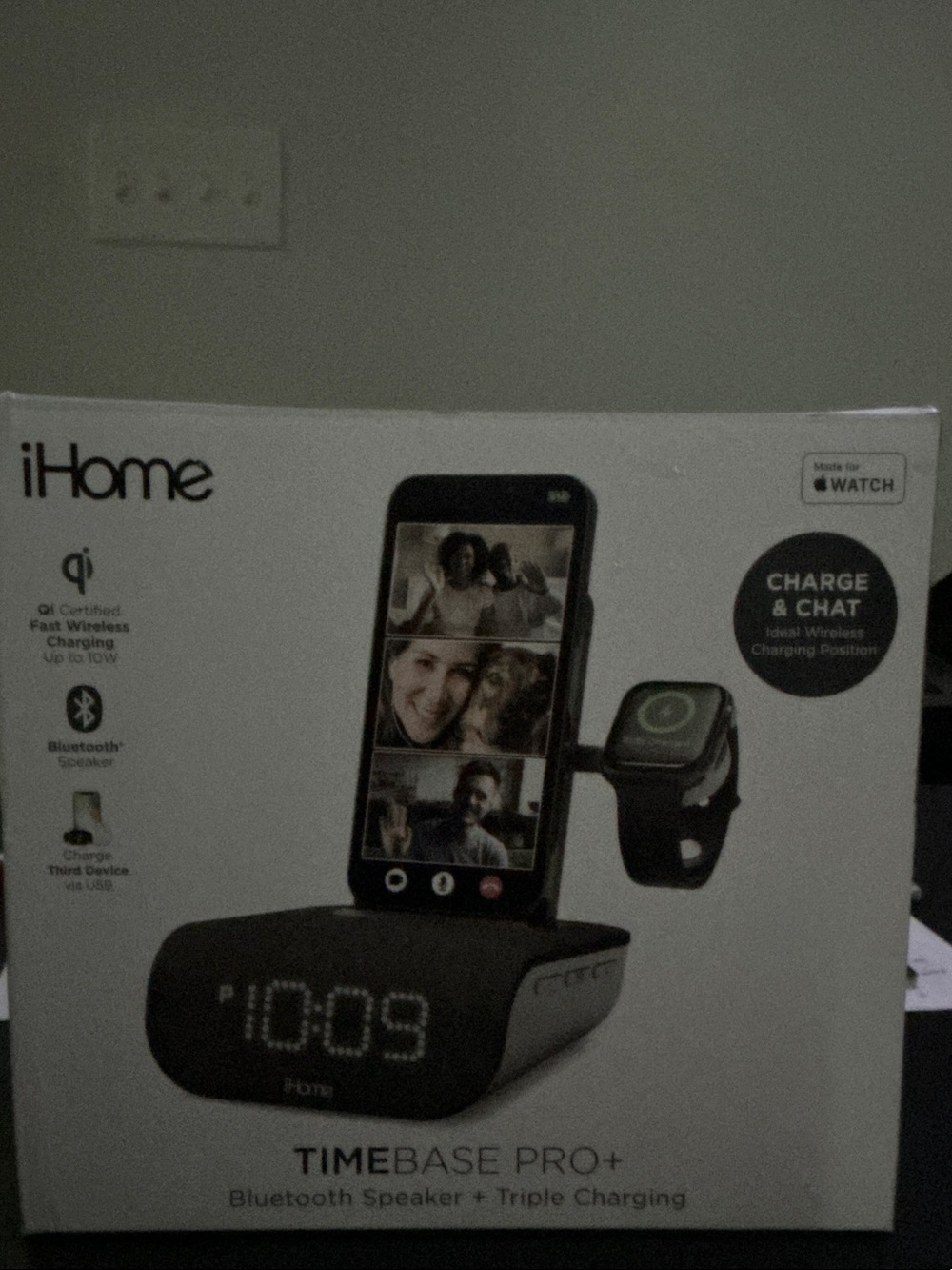 iHome TimeBase Pro+ Bluetooth Speaker and Triple Charging Dock in black